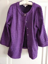 Coldwater Creek crinkle top light jacket button 3/4 sleeve 16