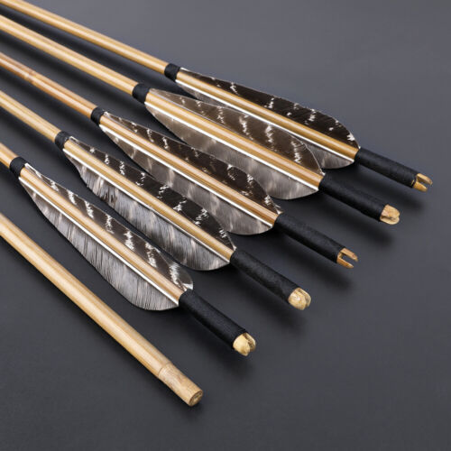 33Zoll Bambuspfeile Naturfedern Bogenschießen Recurve Bogen Langbogen Jagdpfeile - Bild 15 von 21