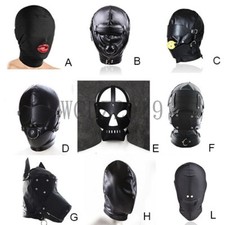 Binding Open Mouth Head Hood Mask Blindfold Harness Roleplay Headgear Gimp