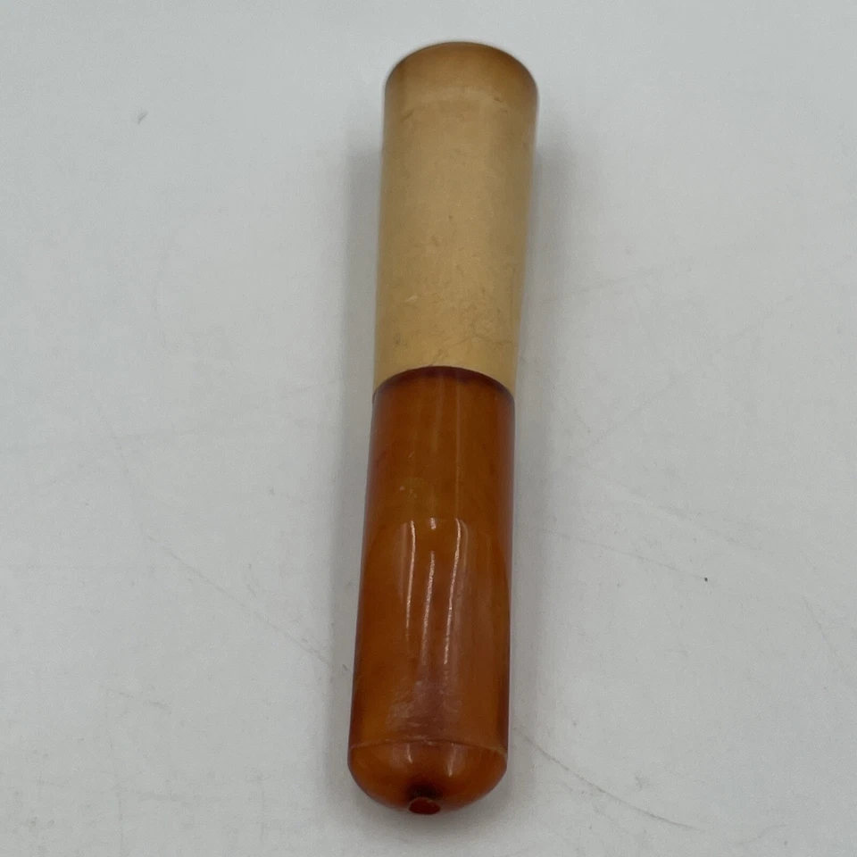 Antique French Cigarette Amber Leather Case Pipe Cigar Fratelli Brothers Italy - Image 3 of 4