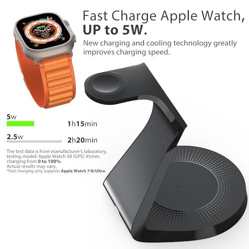 3 in 1 Charging Station for Apple Devices,Mag-Safe Charger Stand Fast Black - Picture 3 of 7