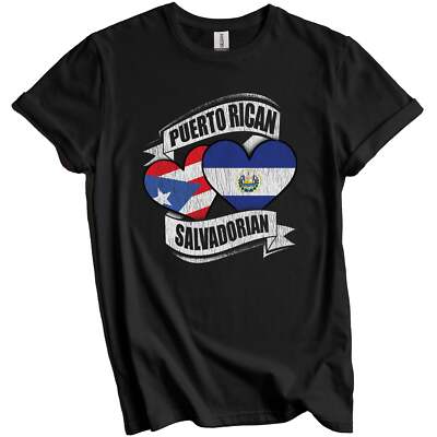 Puerto Rican Salvadorian Hearts Puerto Rico El Salvador Flag T-Shirt