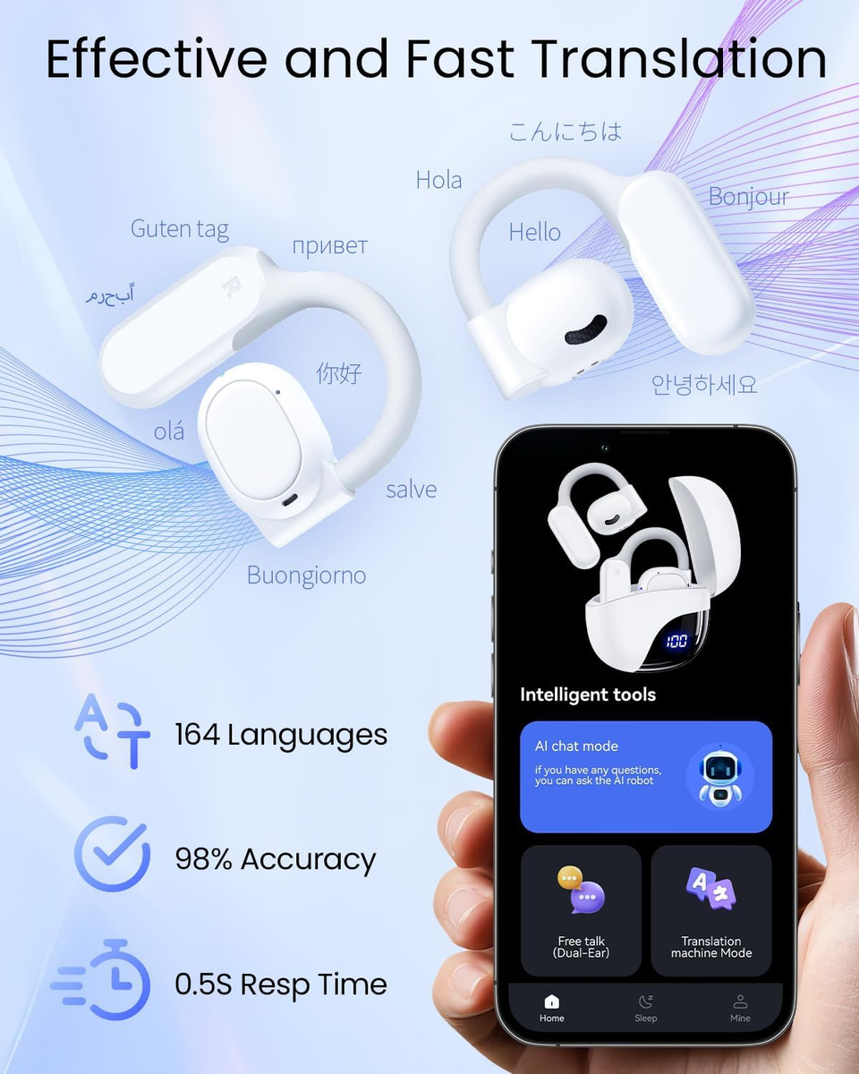 Écouteurs De Traduction IA - 164 Langues En Temps Réel - Bluetooth 5 - Neuf Sous Blister