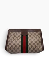 Vintage GUCCI GG Supreme Sherry Web Clutch Bag Accessory Collection Italy