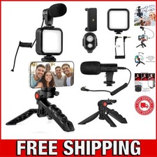 6-Piece Phone Vlogging Kit Smartphone Video Kit with Microphone, LED Light ...
