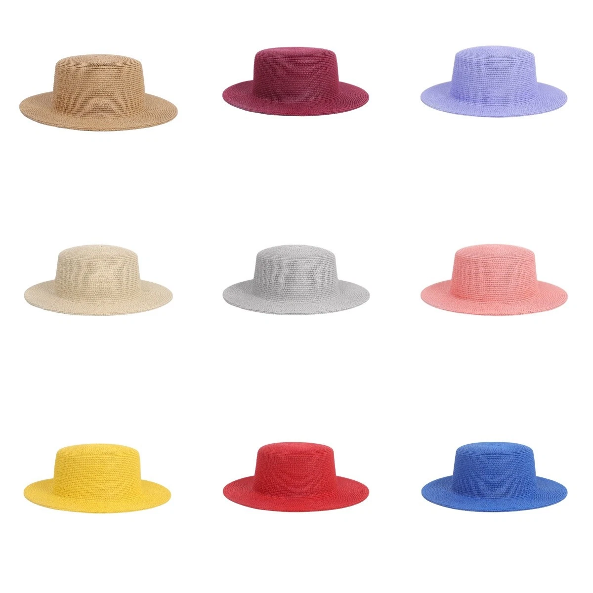 Summer Sun Straw Hats for Womens Mens Casual Grass Flat Top Beach Panama Cap