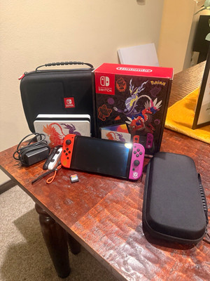 Nintendo Switch OLED Pokemon S & V Edition Bundle w/ 2 cases + crash bandicoot
