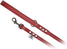 All Pebble Grain Leather Red Leash Premium Edition 1/2 Inch x 4' Dog Lead