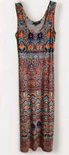 Nine West Maxi Dress Womens Size 6 Sleeveless Multicolored Paisley Geometric 