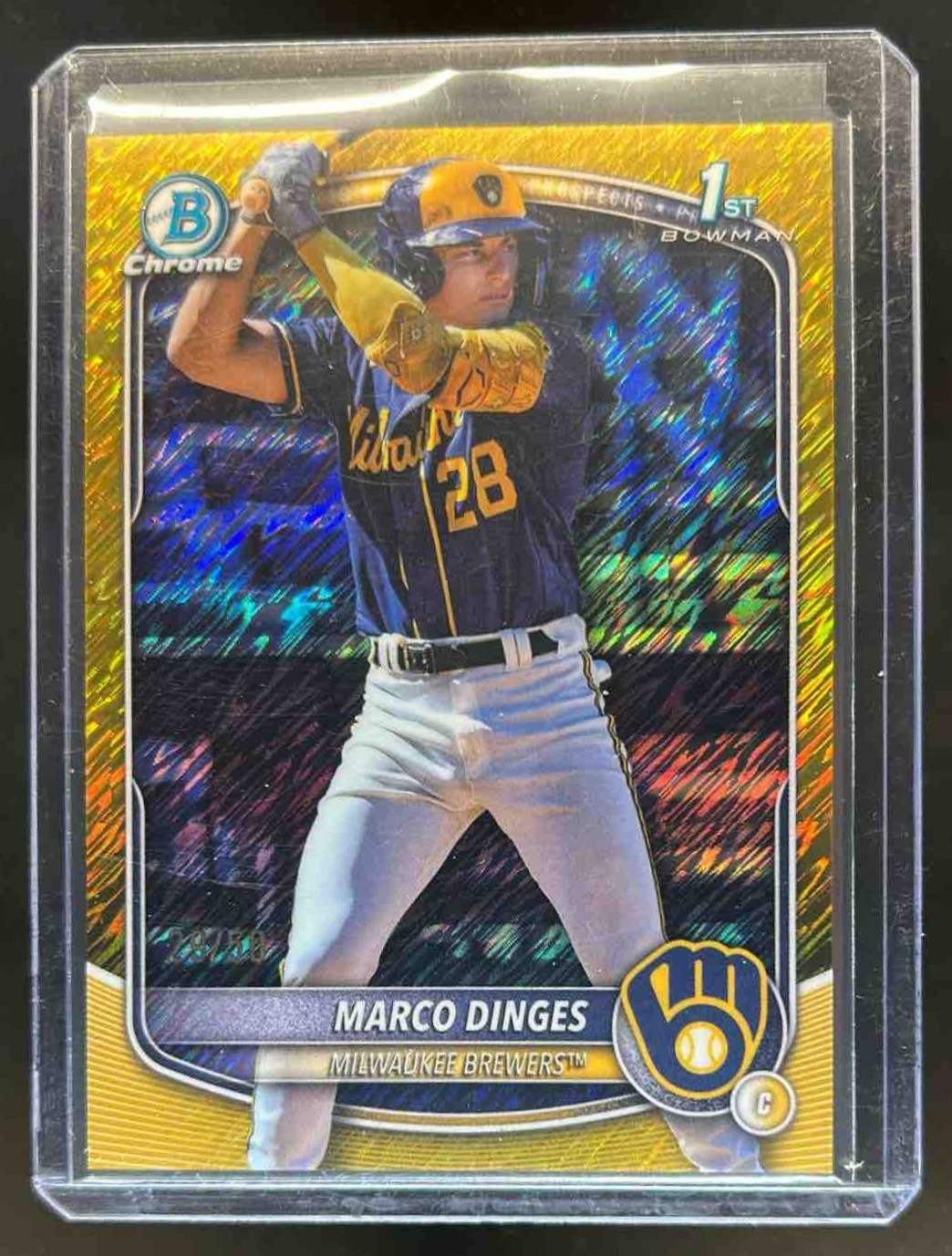2025 Bowman Chrome Marco Dinges Gold Shimmer Refractor 1st Prospect #29/50