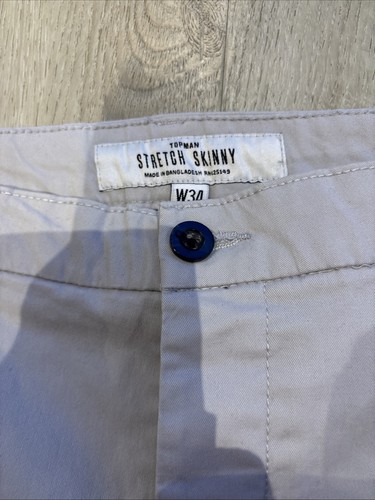 Men’s Grey Top man Stretch Skinny Chino Shirts 34” Waist - Picture 2 of 3