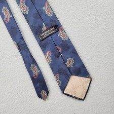 Christian Dior Tie Mens One Size Blue Paisley Silk Woven USA Classic Necktie