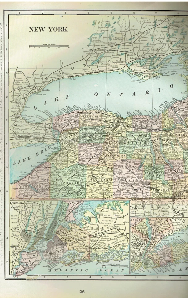 1901 mapas coloridos de 2x estado de Nova York @22" X 14,5 + 1X 2 outros @11" x 14,5" - Imagem 4 de 4