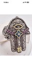 Barbara Bixby Ruby Topaz large Hamsa ORNATE  Ring Sterling Silver 18k Gold Sz 8 — photo 4