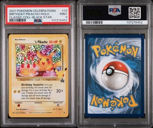 2021 Pokémon Celebrations Birthday Pikachu #24 Holo Classic Collection PSA 9