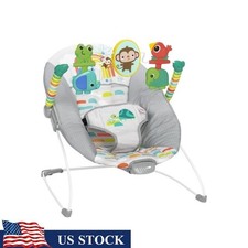 Vibrating Baby Bouncer W/ Interactive Toys Soft Fabric Unisex Portable Newborns