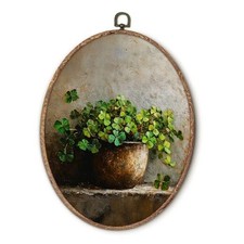 Rustic Lucky Clover Oval Wall Art Framed, St Patrick's Day Irish Shamrock