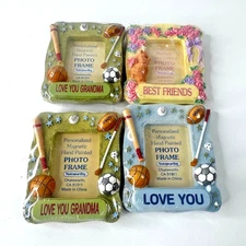 Set of 4 Vintage Hand Painted Mini Magnetic Photo Frame Grandma & Bestfriend