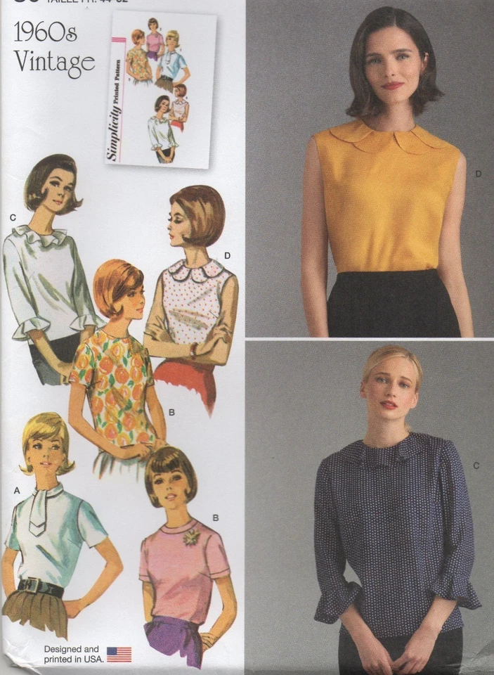 Simplicity Sewing Pattern 9386 Blouse Top Button Back Vintage 60s Sz 16 - 24 New - Image 4 of 4