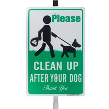Clean Up After Your Dog Sign with 28" Stake, Pick 12 x 8 inches, Green