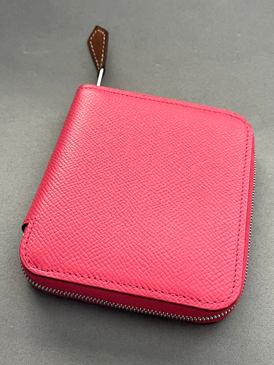 Authentic HERMES Fuchsia Pink 2017 Azap Silk'in Compact Wallet Zip
