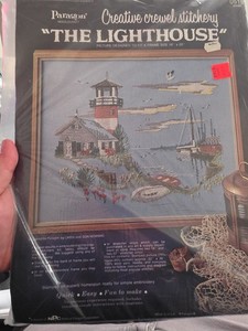 Paragon Needlecraft "Creative Crewel Stitchery" kit titled "THE LIGHTHOUSE".