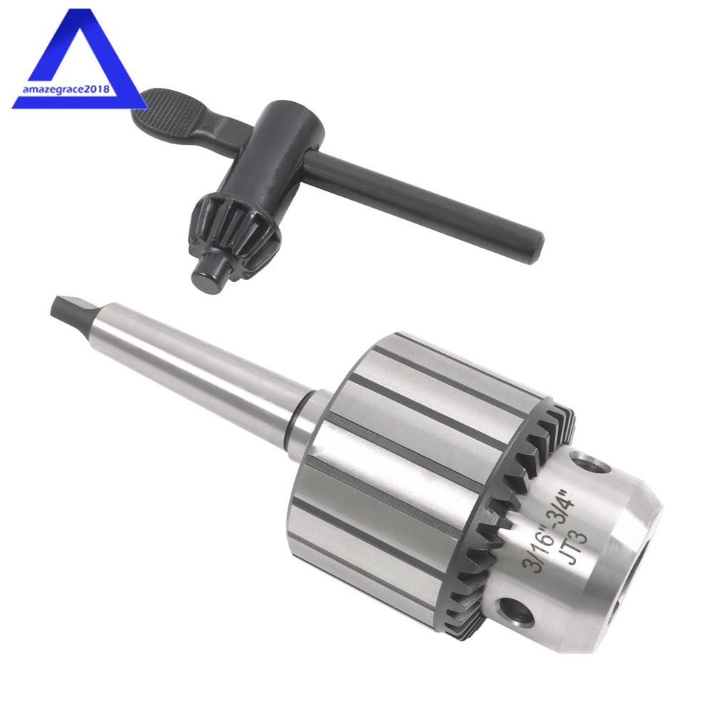 Heavy Duty 3/16"- 3/4" Drill Chuck with 2MT Arbor MT2-JT3 Drill Chuck Keyed