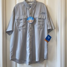 Columbia Men's PFG Bahama Short Sleeve Shirt Sz L NWT Gray UPF 50 Fishing Hiking