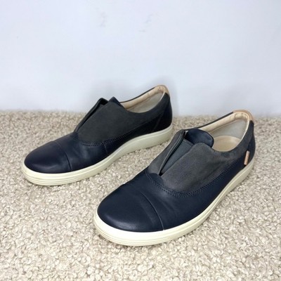 ECCO Soft 7 Womens Navy Blue Leather Slip On Sneakers Size 38 US 7-7.5