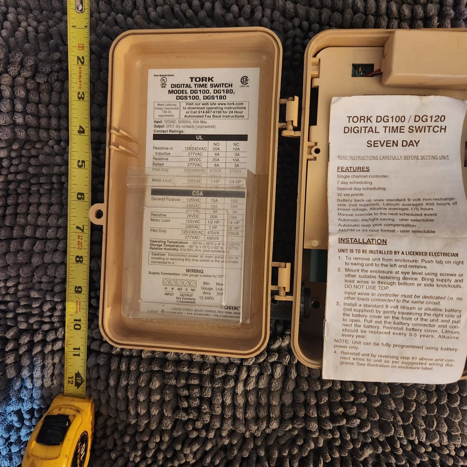 Tork DG100 One Channel Time Switch Control 7 Day Scheduling Timer - Image 2 of 4