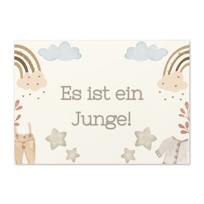 Es ist ein junge! (Its a boy) Blank interior German greeting card with envelope