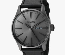 Nixon Watch Sentry Leather Gunmetal / Black A...