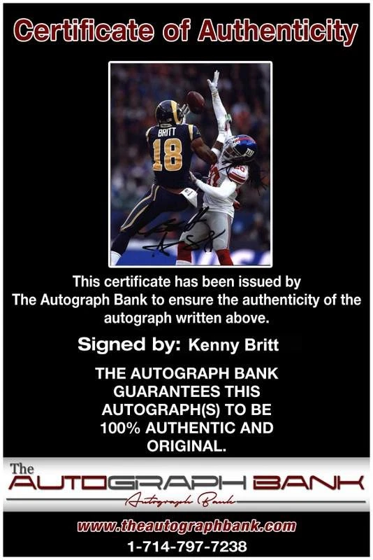 Kenny Britt signed NFL football 8x10 photo W/Cert Autographed 04 - Image 2 of 2