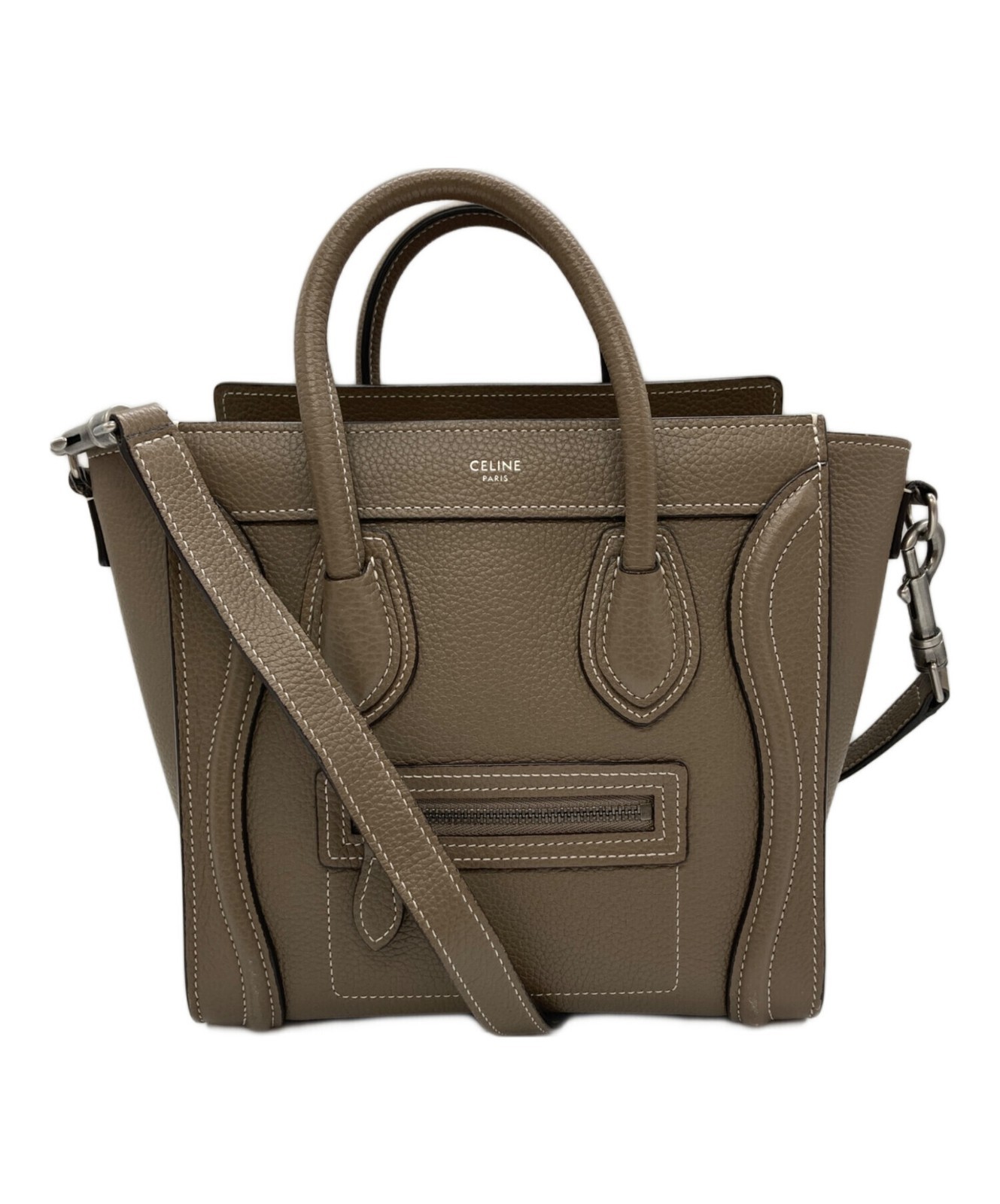 CELINE Shoulder bag Leather Beige Authentic From Japan