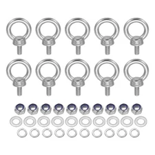 10 Pcs M6 x 12 mm Lifting Shoulder Eye Bolt Thread Eyebolt with Nuts Washers