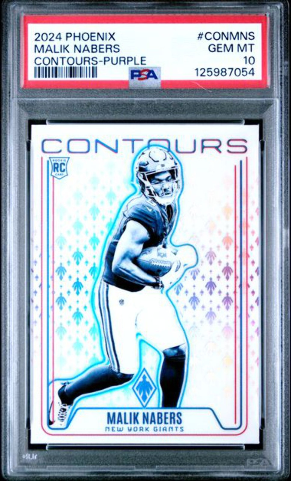 Graded 2024 Phoenix Malik Nabers #CONMNS Contours Purple RC Football Card PSA 10