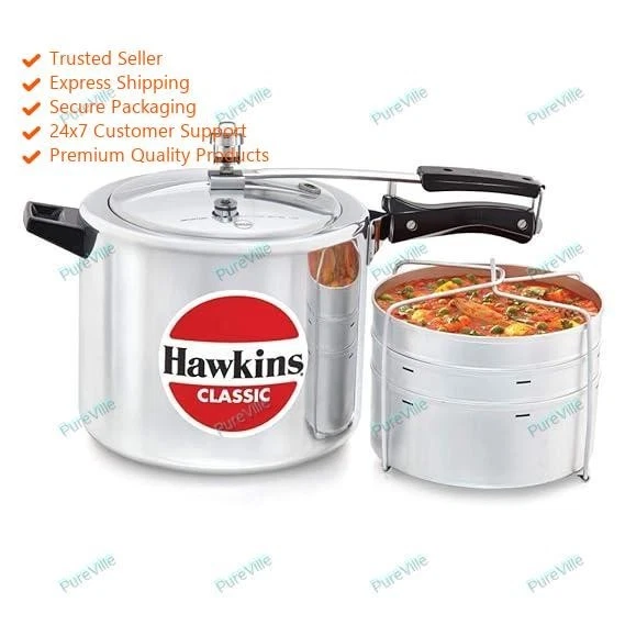 Hawkins 10 Litre Classic Pressure Cooker with Pots, Inner Lid Cooker with Separa