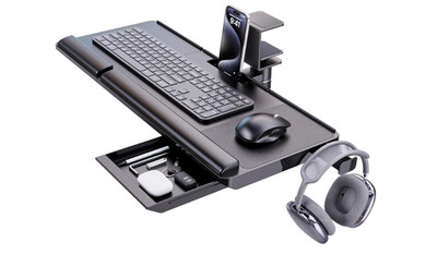 Neigbare verstellbare Tastaturablage unter Schreibtisch mit 360° Drehung - Klearlook Ergonomi