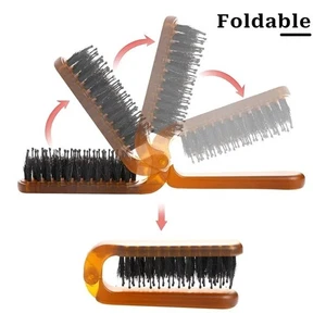 Boar Bristle Hair Brush, Foldable Travel Size