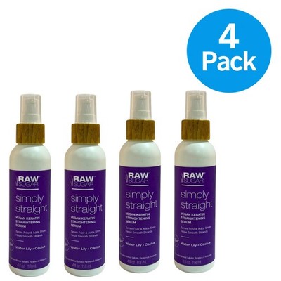 Raw Sugar Simply Straight Vegan Keratin Straightening Serum - 4 fl oz - 4 Pack