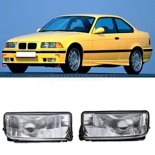 Fog Lights For 92-99 BMW E36/M3 3 Series Clear Glass Lens H1 55W Pair Replace