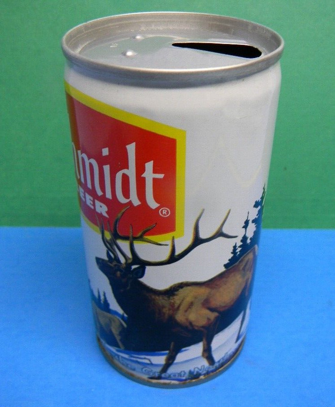 VINTAGE SCHMIDT ELK DEER SNOW MOUNTAINS BEER CAN HEILEMAN ST. PAUL MINNESOTA