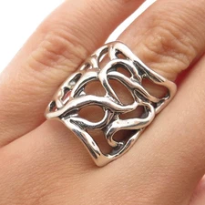 HAGIT GORALI 925 Sterling Silver Vintage Israel Modernist Ornate Ring Size 6