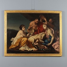 Ambito 'Carlo Cignani' L'Infanzia di Giove Dipinto Antico XVIII Secolo