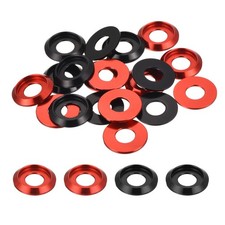 M8 Cone Cup Countersunk Washers, Aluminum for Screw RC,20PCS(Black/Red)
