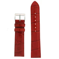 Watch Band Red Genuine Leather Strap Crocodile Grain 10mm - 28mm