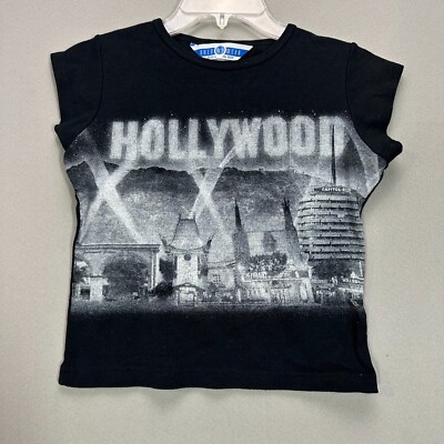 Vintage 90s Y2K Glitter Empire State New York City Punk Glam Baby Tee Goth M