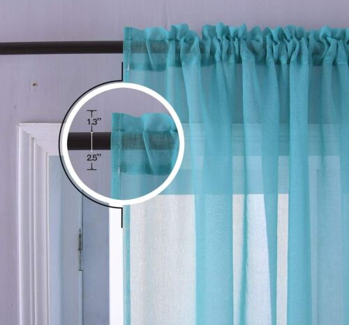 Reversible Sheer Window Curtains Voile Rod Pocket Gradient Ombre Drap Room Decor - Imagen 23 de 29