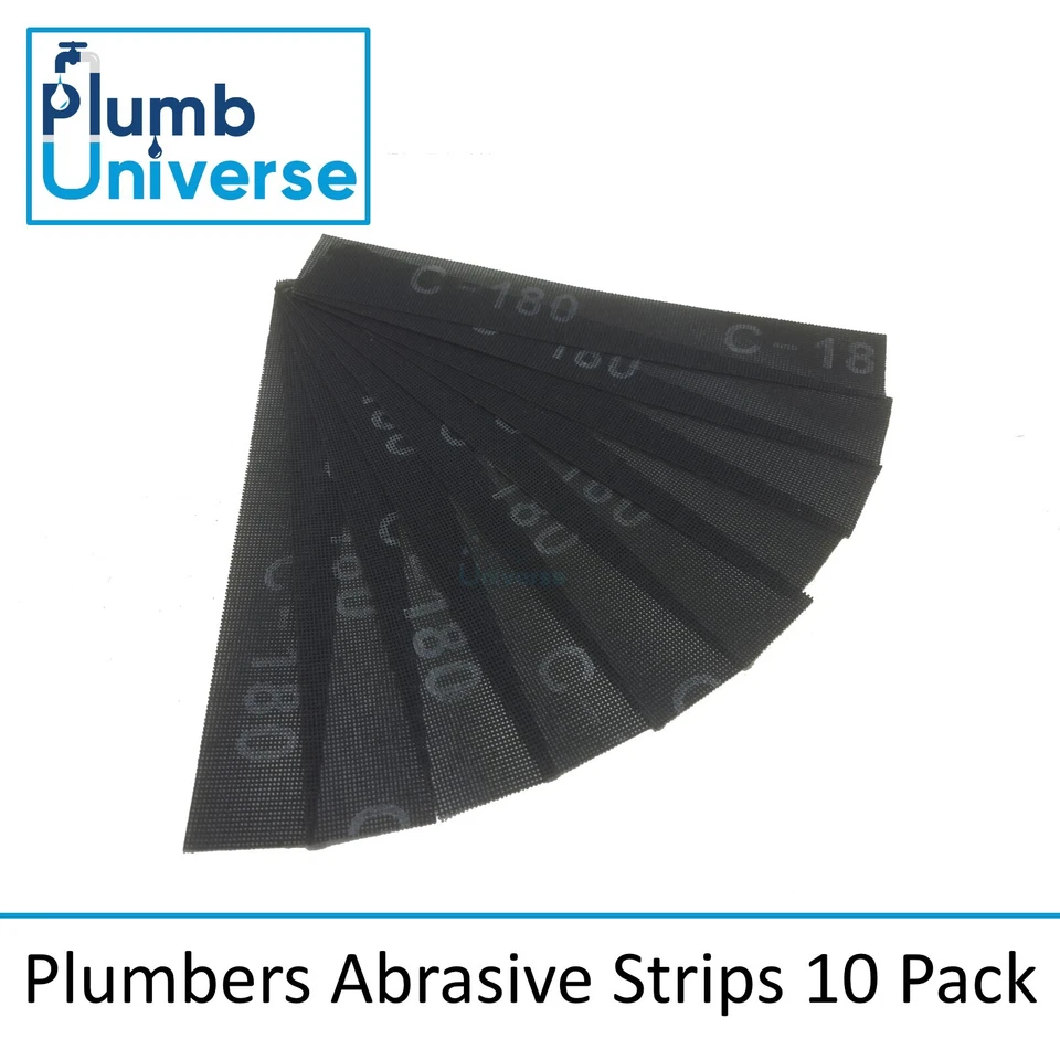 Plumbers Abrasive Cleaning Strips 250mm x 38mm 180 Grit Silicone Carbide 10 PACK