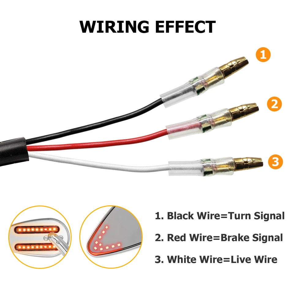 Espejos retrovisores LED con señales de freno y giro luz LED para Harley Sportster Dyna Foto 4 de 4